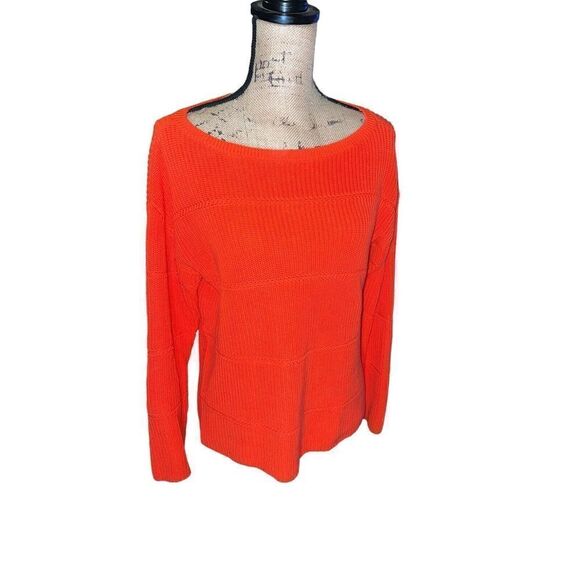 Talbots‎ Womens Chunky Cable Knit Cardigan Size Small Orange Pullover Boat Neck - Picture 1 of 6